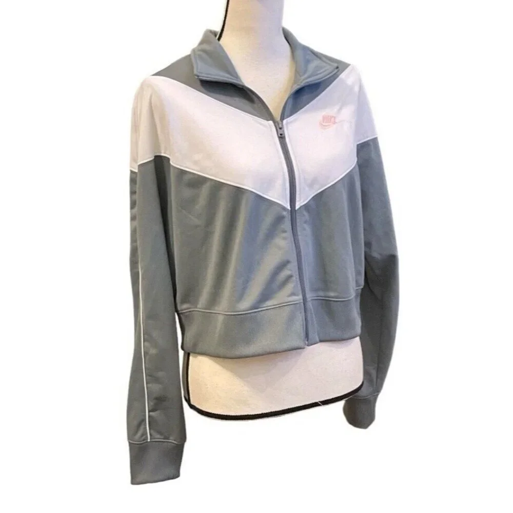 Nike Womens Sportwear Heritage Track Jacket Size L Cool Gray